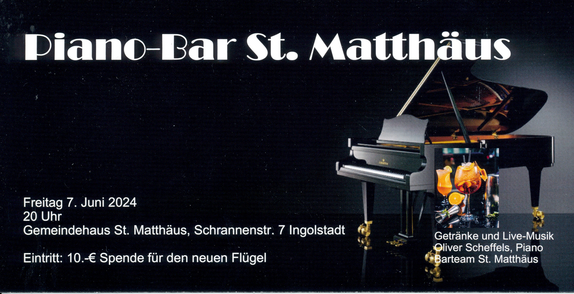 Einlaung zum Event Piano Bar St. Matthäus am 7.Juni 2024 20 Uhr